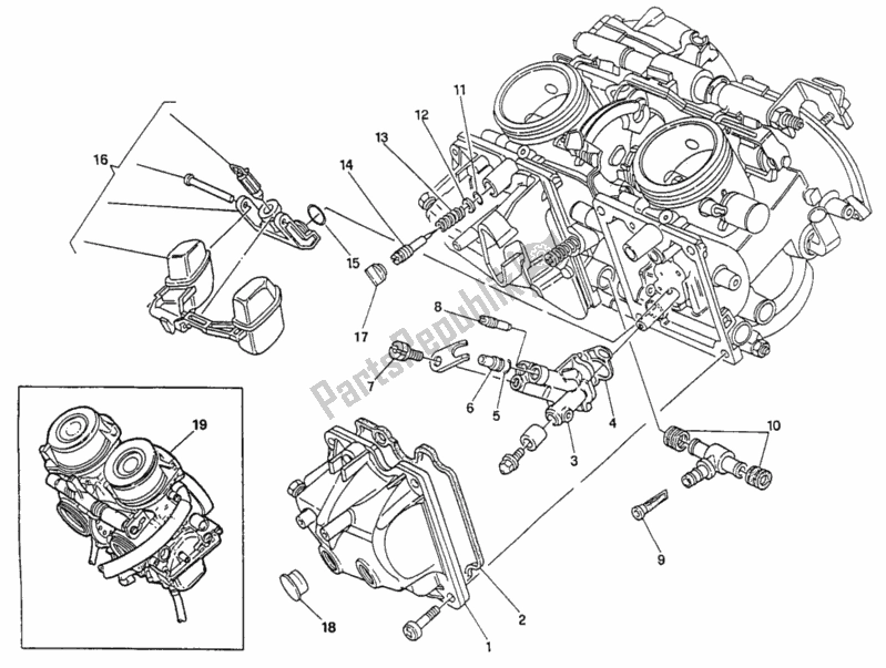 Todas as partes de Carburador do Ducati Supersport 900 SS USA 1992